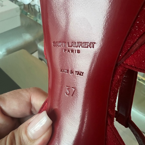 NIB Saint Laurent Tribute 75 Sandal Quartz Lipstick Red Size 37 US 7 - Picture 5 of 10